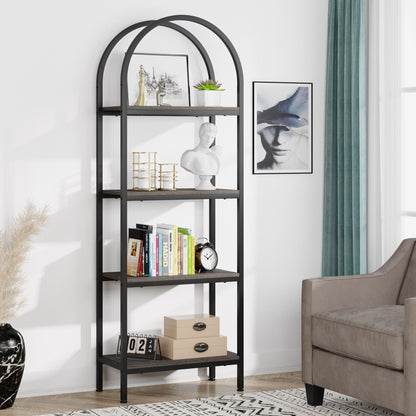 Open Bookshelf, Industrial Bookcase Storage Shelves with Metal Frame