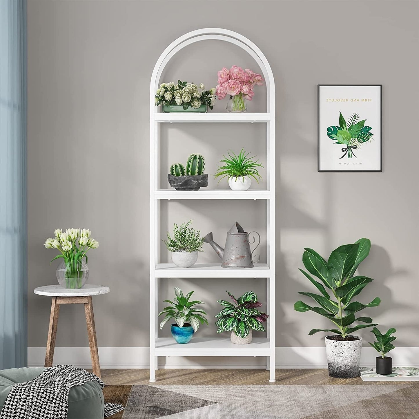 Open Bookshelf, Industrial Bookcase Storage Shelves with Metal Frame