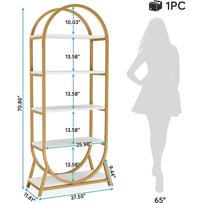 Open Bookshelf, Industrial Bookcase Storage Shelves with Metal Frame