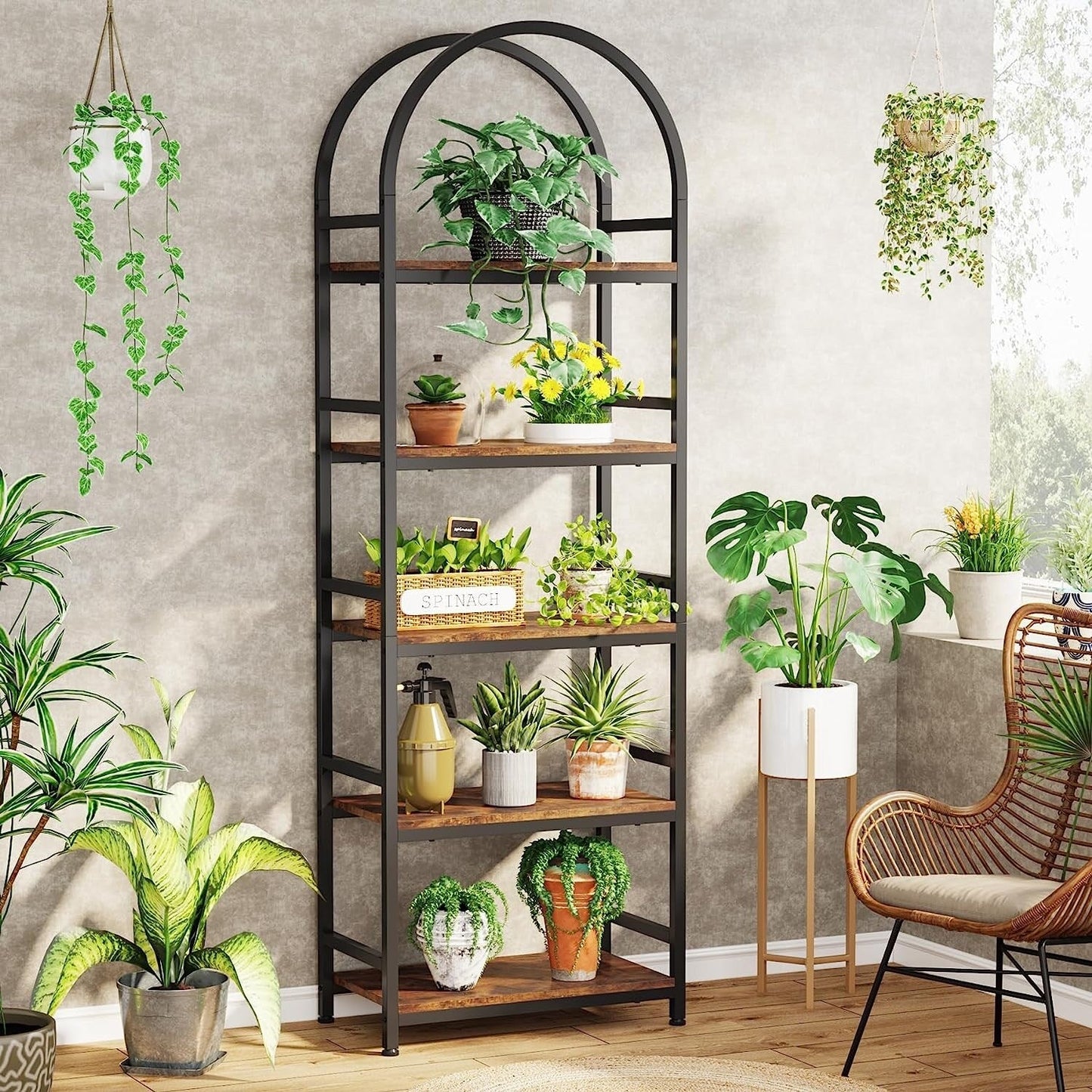 Open Bookshelf, Industrial Bookcase Storage Shelves with Metal Frame