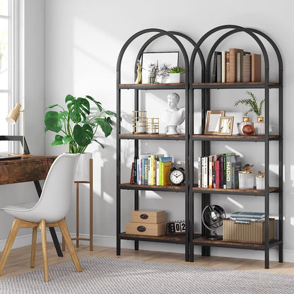 Open Bookshelf, Industrial Bookcase Storage Shelves with Metal Frame