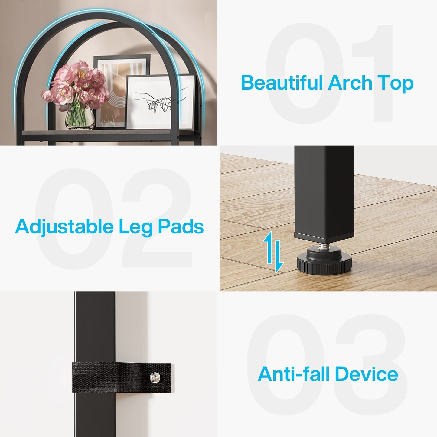 Open Bookshelf, Industrial Bookcase Storage Shelves with Metal Frame