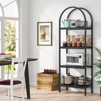Open Bookshelf, Industrial Bookcase Storage Shelves with Metal Frame