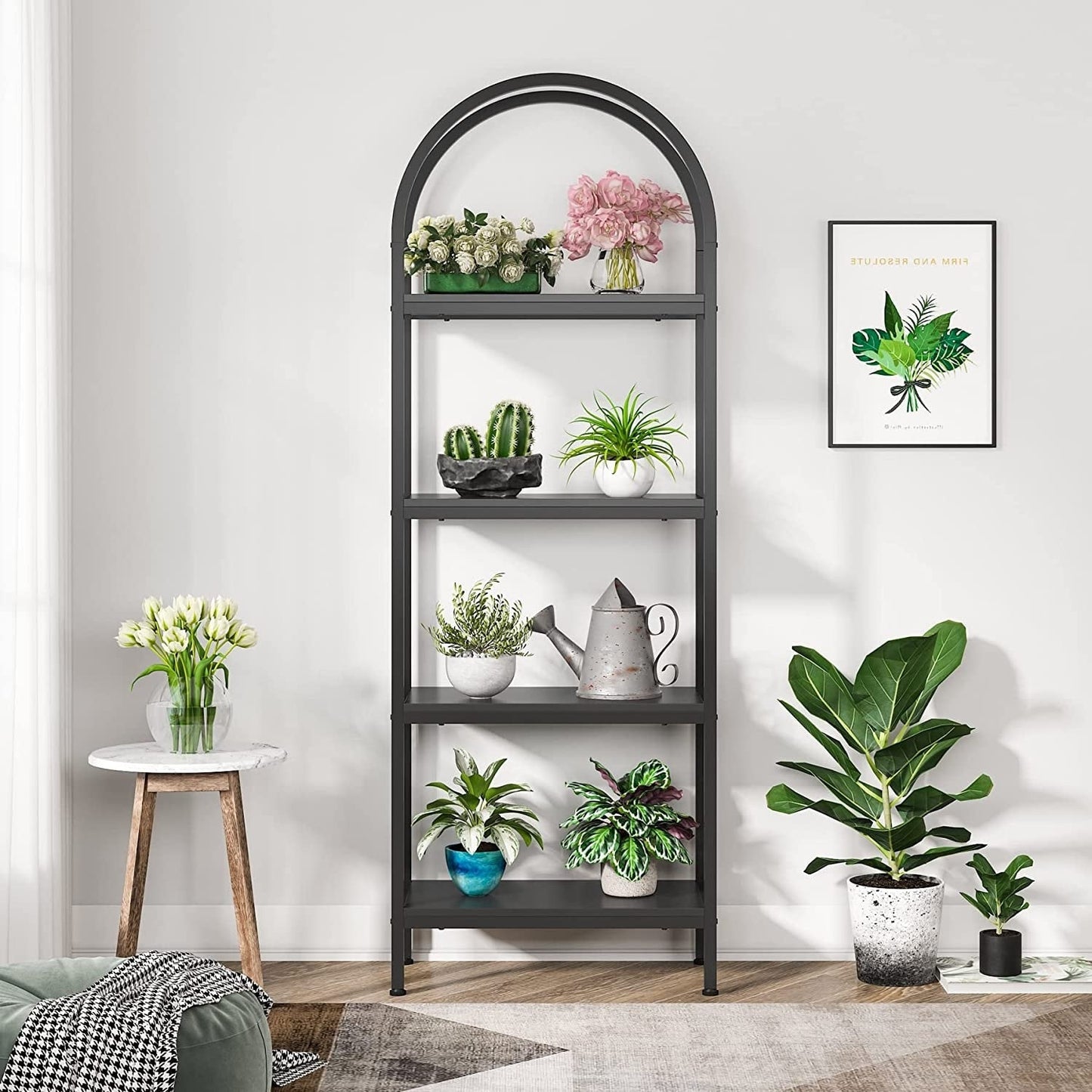 Open Bookshelf, Industrial Bookcase Storage Shelves with Metal Frame