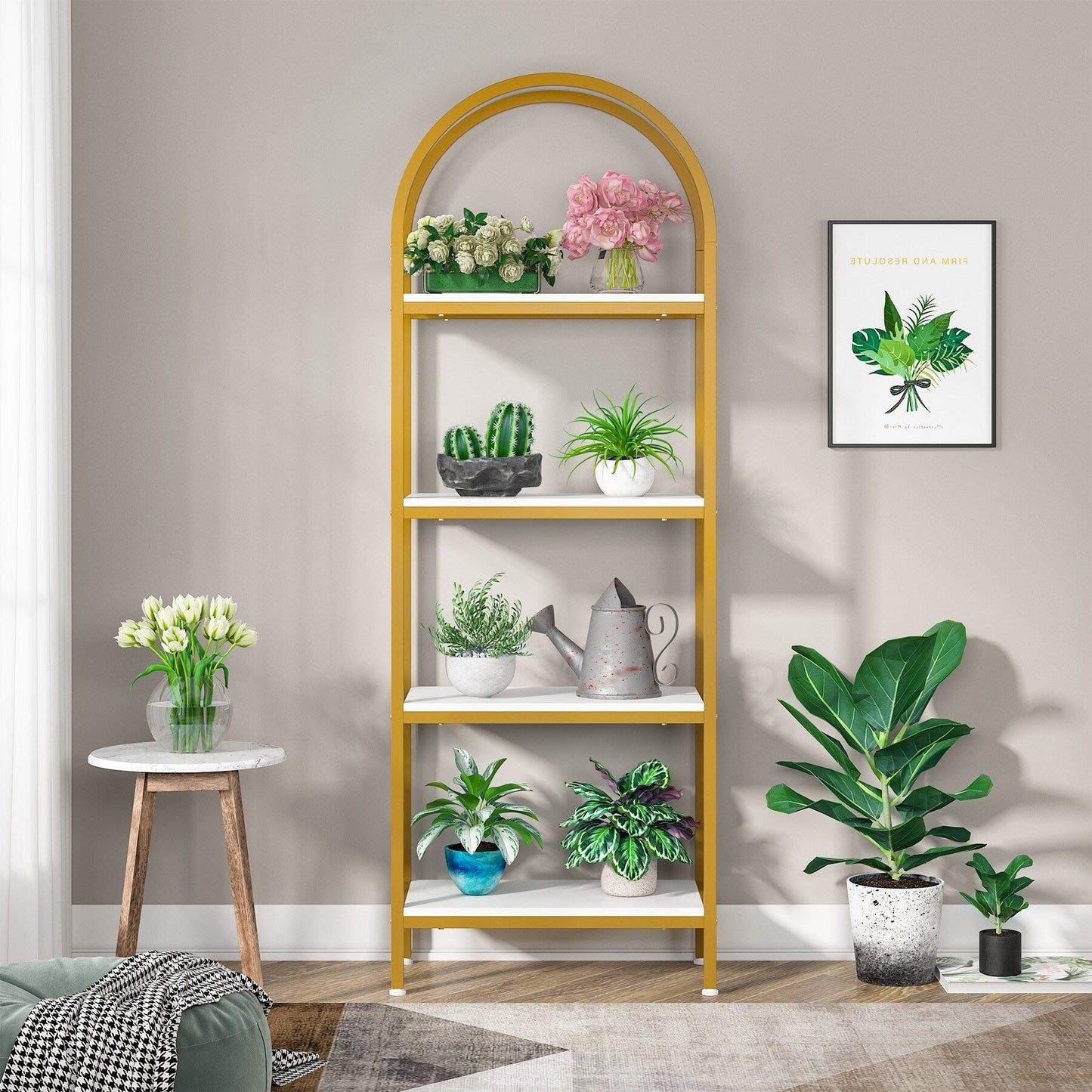 Open Bookshelf, Industrial Bookcase Storage Shelves with Metal Frame