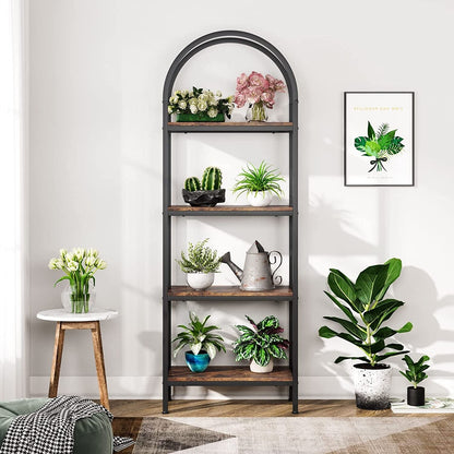 Open Bookshelf, Industrial Bookcase Storage Shelves with Metal Frame