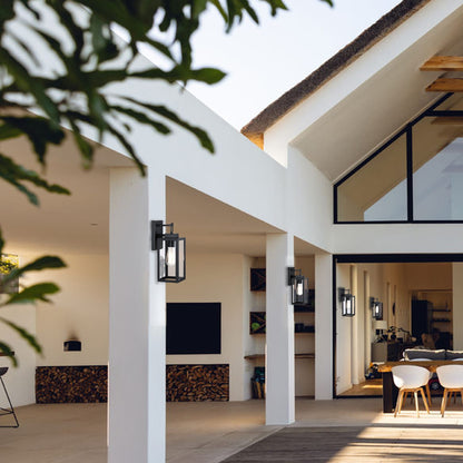 4-pack 1-Light Outdoor Wall Light with Matte Black Finish & Clear glass shade