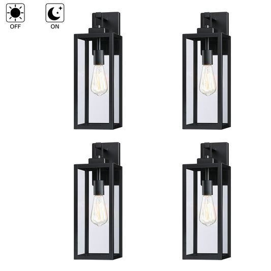 4-pack 1-Light Outdoor Wall Light with Matte Black Finish & Clear glass shade