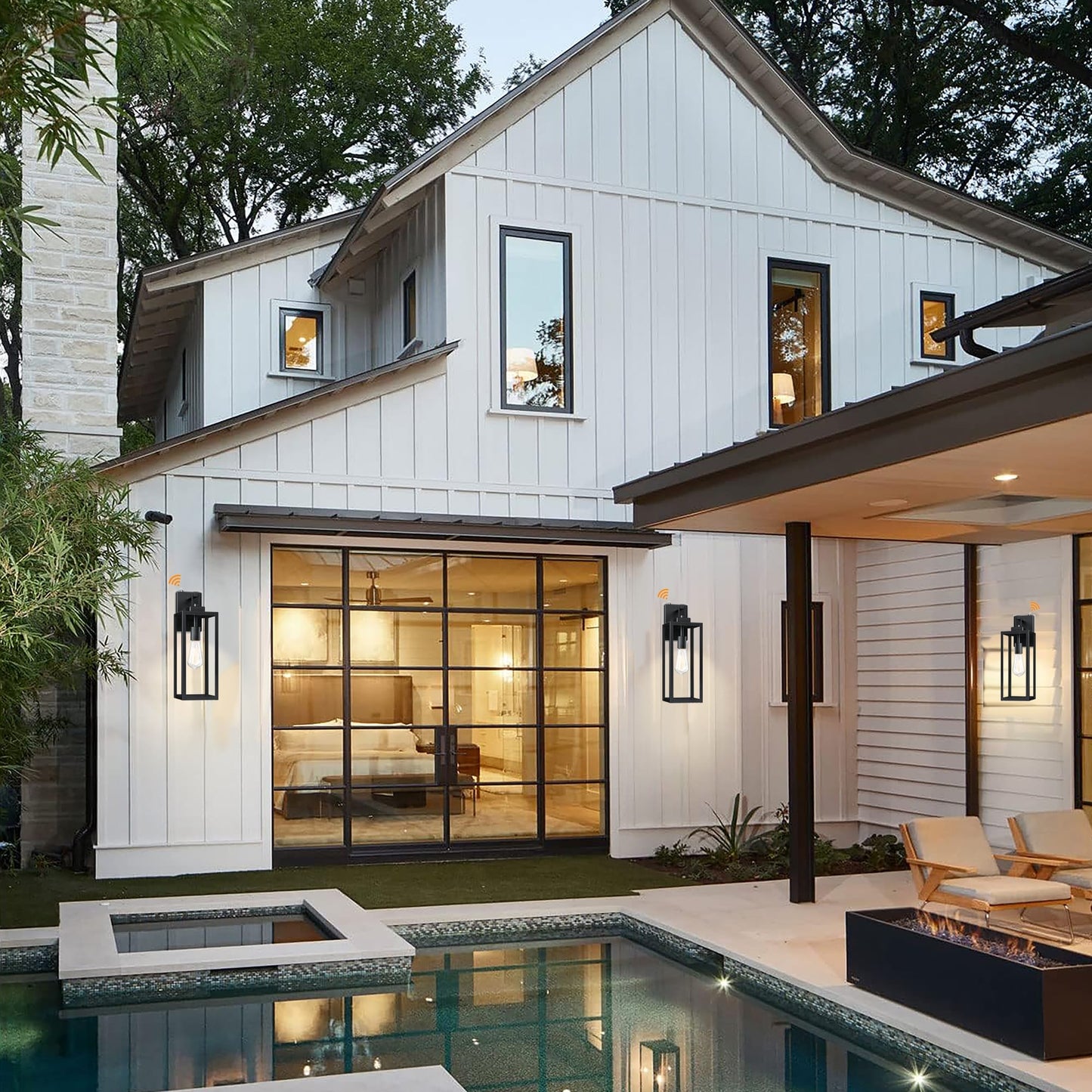 4-pack 1-Light Outdoor Wall Light with Matte Black Finish & Clear glass shade