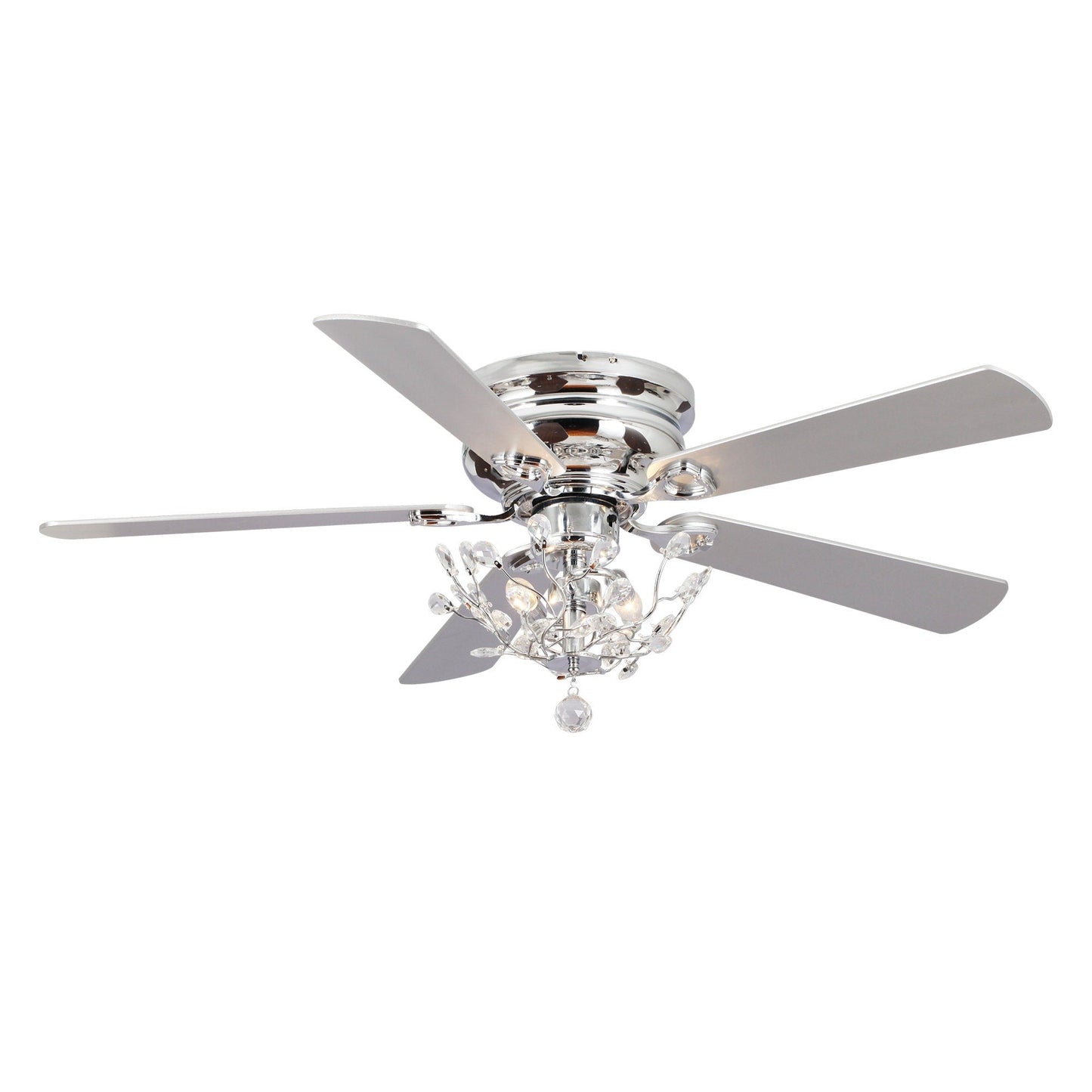 48 Modern Reversible 5-Blade Crystal Flush Mount Ceiling Fan with Remote