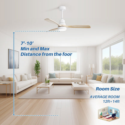 48 and 52 Integrated LED Ceiling Fan with Light and Remote, Reversible DC Motor