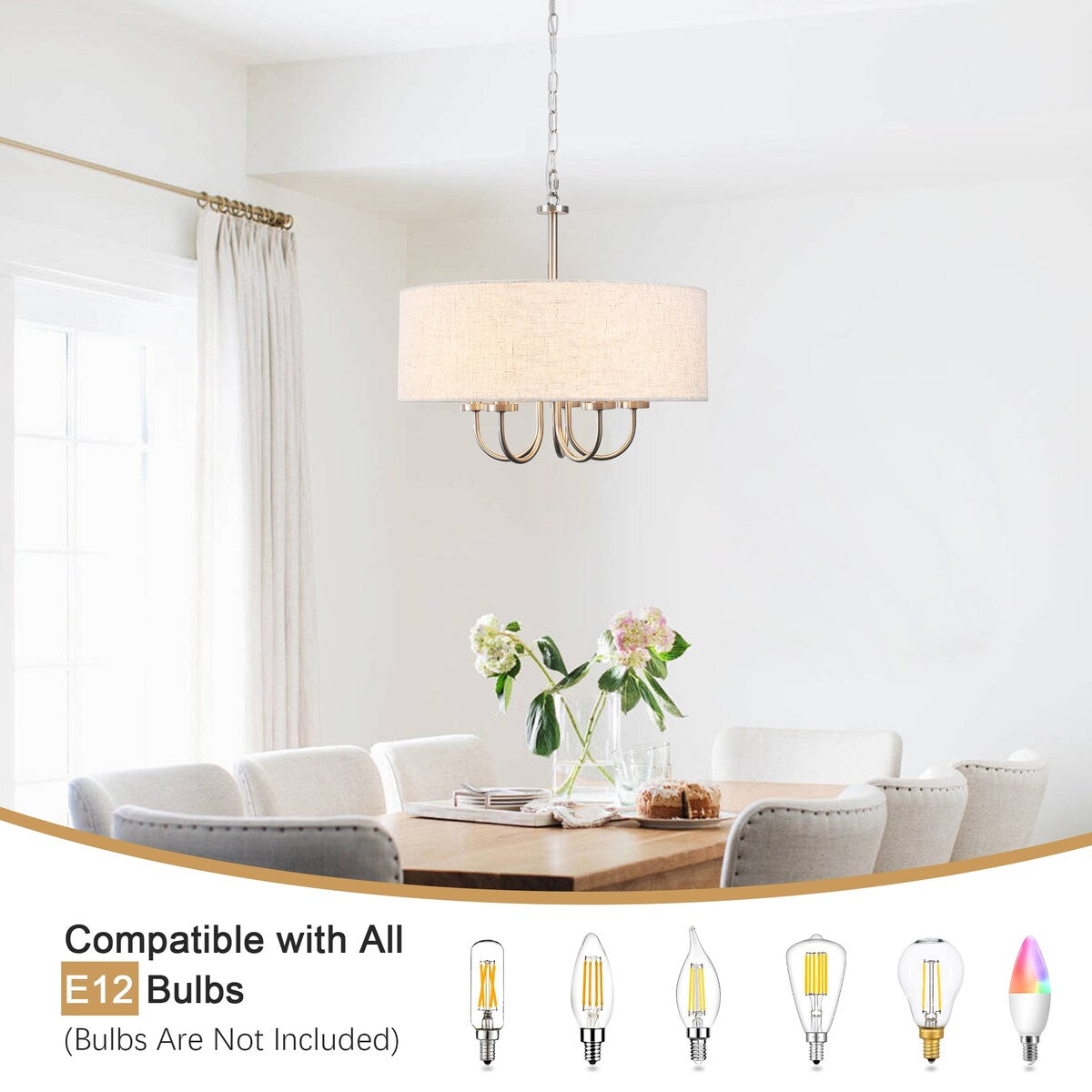 5-Light Modern Semi Flush Mount Ceiling Light for Dining Room Bedrooms Living Room - N/A