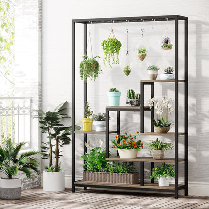 5-Tier Tall Indoor Plant Stand, 70.9 inches Plant Shelf with 10PC Hanging Hooks