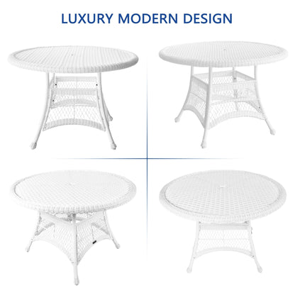 5-piece White Resin Wicker Dining Set