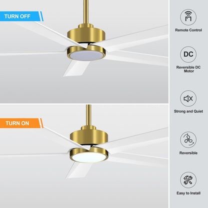Breezary 65/52/42 5-Blade LED Ceiling Fan with Light Kit and Remote