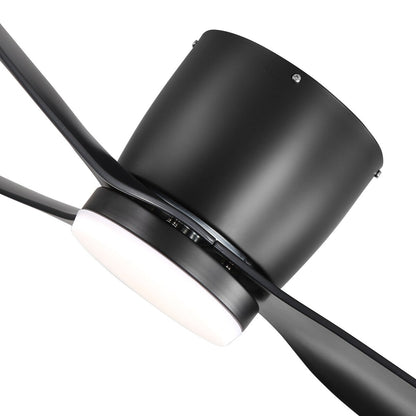 52 Inch Black/White Flush Mount LED Ceiling Fan with Lights Remote(3-Blade)