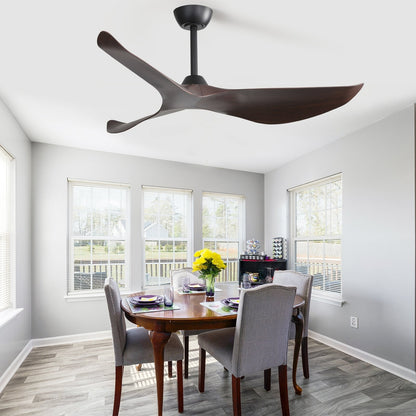 52 inch Modern Solid Wood / ABS Ceiling Fan With Remote Control(No Light),6 WInd Speed,Reversible Airflow