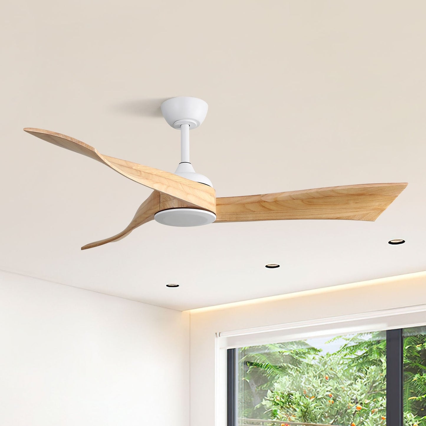 52 inch Modern Solid Wood / ABS Ceiling Fan With Remote Control(No Light),6 WInd Speed,Reversible Airflow