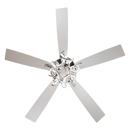 52 Modern Chrome/ Black Indoor Dimmable LED Ceiling Fan with Light and Remote