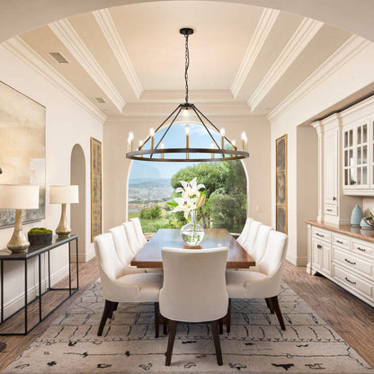 54-inch Round Wagon Wheel 24-light Chandelier