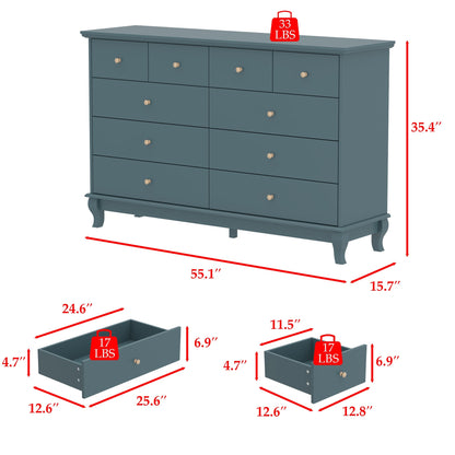 55.1 Wide Double Bedroom Dresser with Storage Drawers