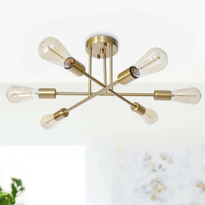 6 - Light Modern Metal 23.62'' Sputnik Semi-Flush Mount Ceiling Light