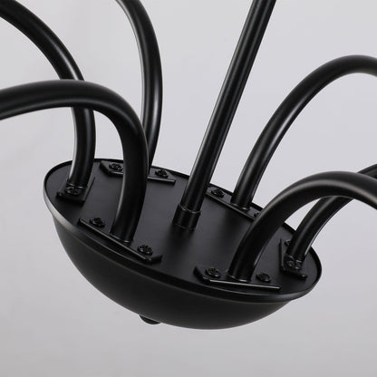 6 Light 64 Inches Minimalist Chandelier in Matte Black / Gold /Chrome - N/A