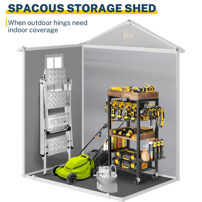 6 ft x 4 ft/6 ft x 8 ft/8 ft x 6 ft/8 ft x 10 ft All-Weather Resin Outdoor Plastic Storage Shed w/Floor, Spire Tool Shed