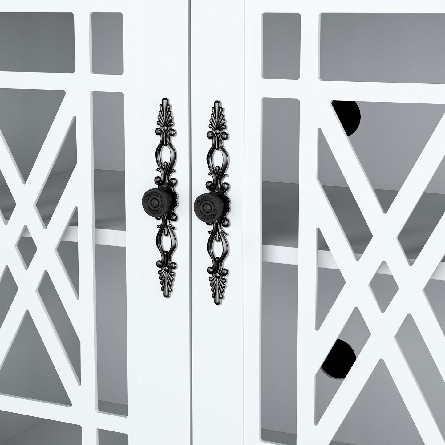 63 Vintage Style Wood Kitchen Accent Buffet Sideboard Cabinet - 63 in Width