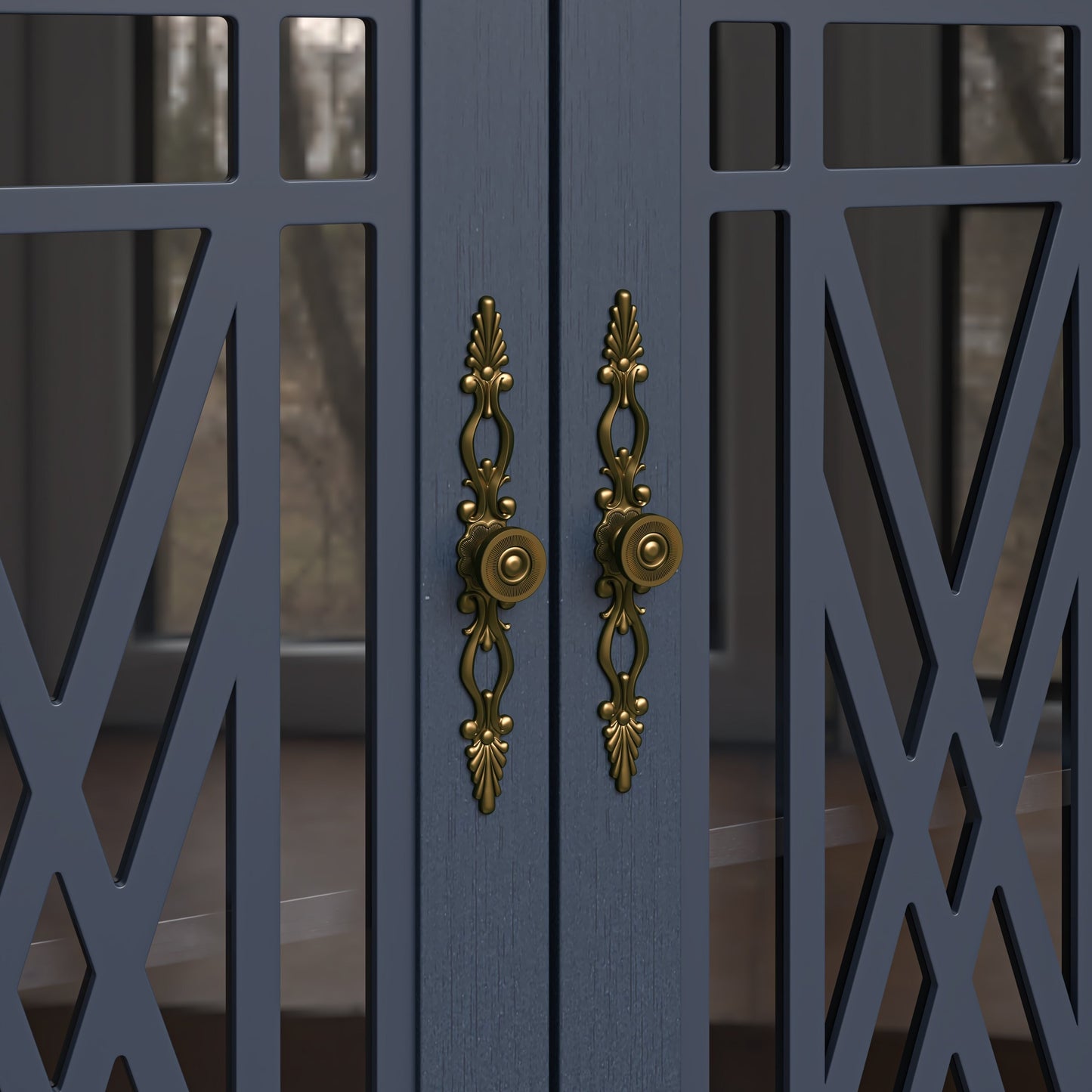 63 Vintage Style Wood Kitchen Accent Buffet Sideboard Cabinet - 63 in Width