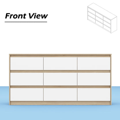 63W 9 Drawer Dresser Accent Dresser for Living Room Bedroom Chest