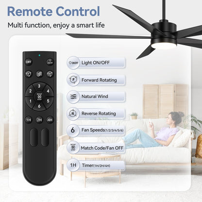 Breezary 65/52/42 5-Blade LED Ceiling Fan with Light Kit and Remote
