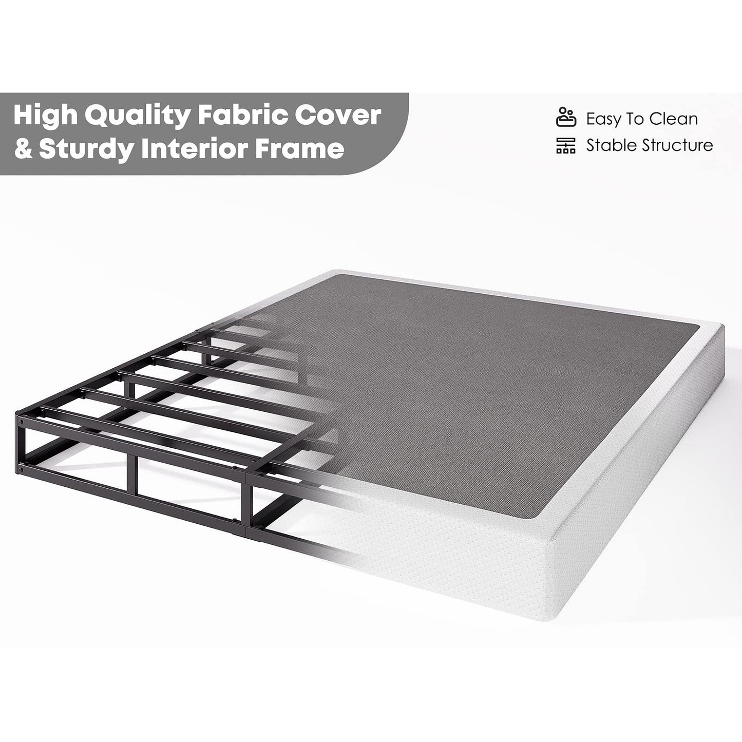 FSCHOS 7 Inch Metal Box Spring, Basics Mattress Foundation, No Legs