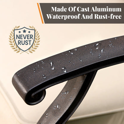 MAISON ARTS Cast Aluminum Dining Chairs/Patio Dining Set with Round Dining Table & 6 Cast Aluminum Patio Chairs