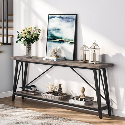70.9 Inch Extra Long Sofa Table, Industrial Entry Console Table