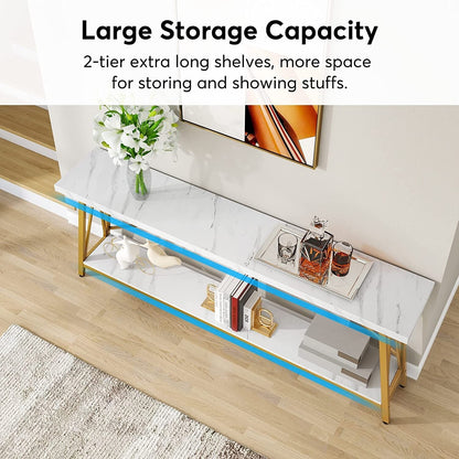 70.9 Inch Extra Long Sofa Table, Industrial Entry Console Table