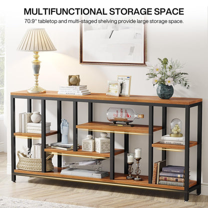 70.9 inch Console Sofa Table with Storage, 3-Tier Entryway Table for Hallway
