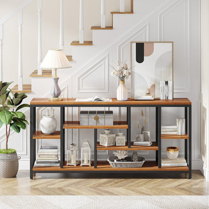 70.9 inch Console Sofa Table with Storage, 3-Tier Entryway Table for Hallway