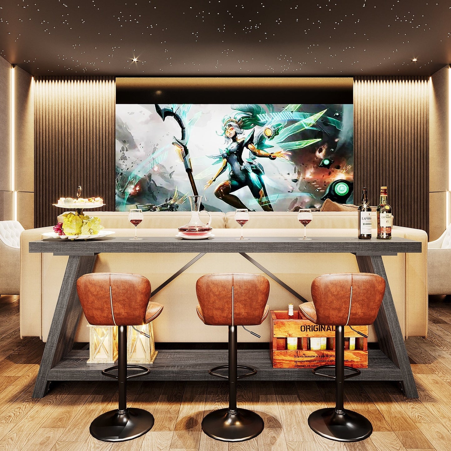 70.9 Inches Long Rustic Wood Console Sofa Table with Storage Shelf