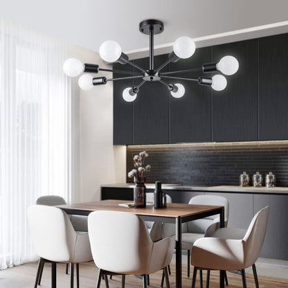 Black/ Gold Sputnik Semi Flush Mount Lamp Close to Ceiling Light Fixture for Living Room/ Kitchen/ Office/ Bedroom/ Foyer