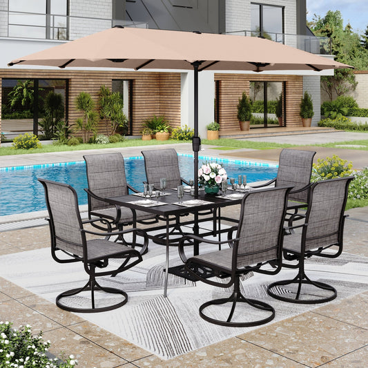 MAISON ARTS 8 PCS Patio Dining Set with 13ft Patio Umbrella