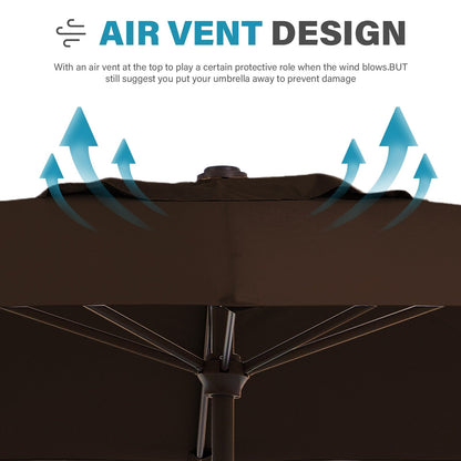 8*10ft Rectangular Patio Market Umbrella with Crank & Tilt，UV-Resistant