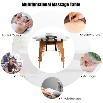 84''L Portable Massage Table Adjustable Facial Spa Bed Tattoo w/ Carry