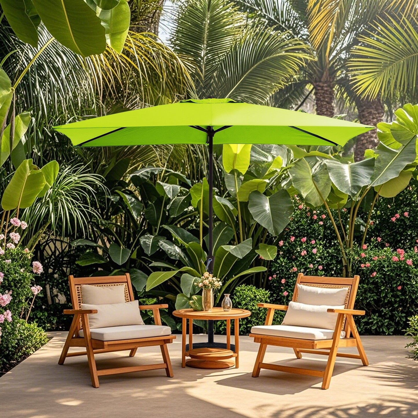 8*10ft Rectangular Patio Market Umbrella with Crank & Tilt，UV-Resistant