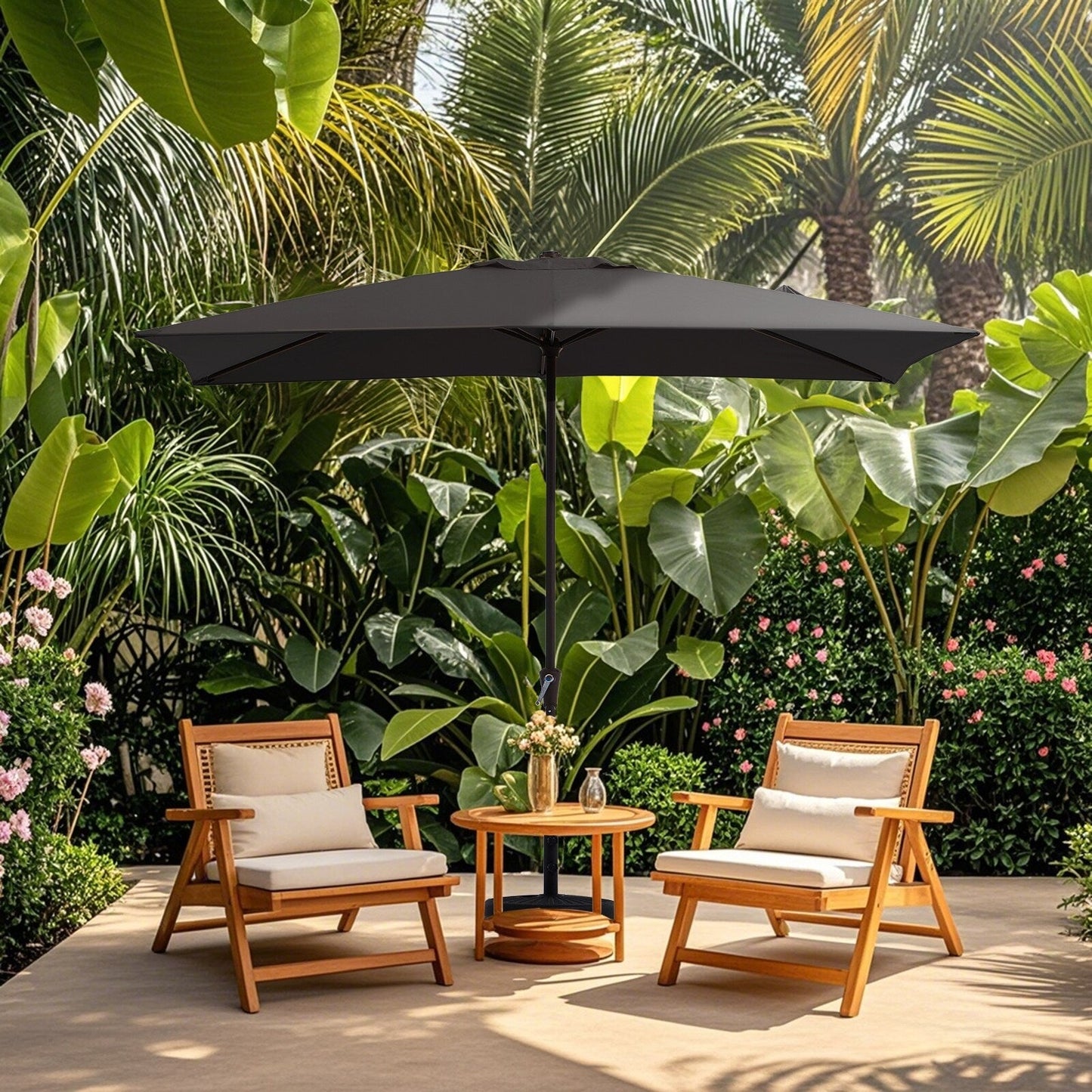 8*10ft Rectangular Patio Market Umbrella with Crank & Tilt，UV-Resistant