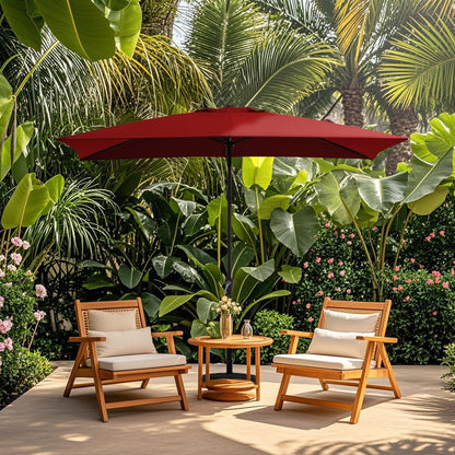 8*10ft Rectangular Patio Market Umbrella with Crank & Tilt，UV-Resistant