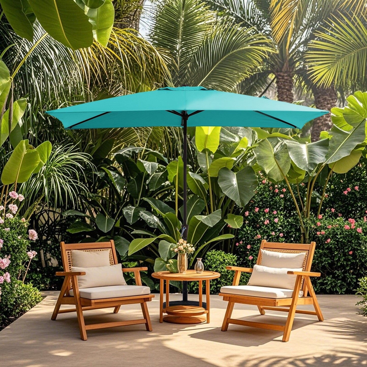 8*10ft Rectangular Patio Market Umbrella with Crank & Tilt，UV-Resistant