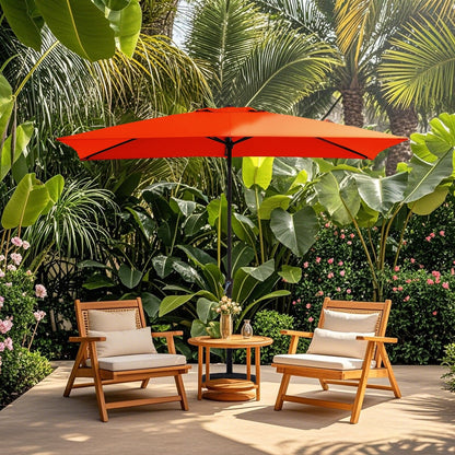 8*10ft Rectangular Patio Market Umbrella with Crank & Tilt，UV-Resistant