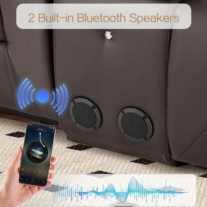 AECOJOY Recliner Sofa Manual RV Reclining Couch PU Home Theater Seating w/ Console