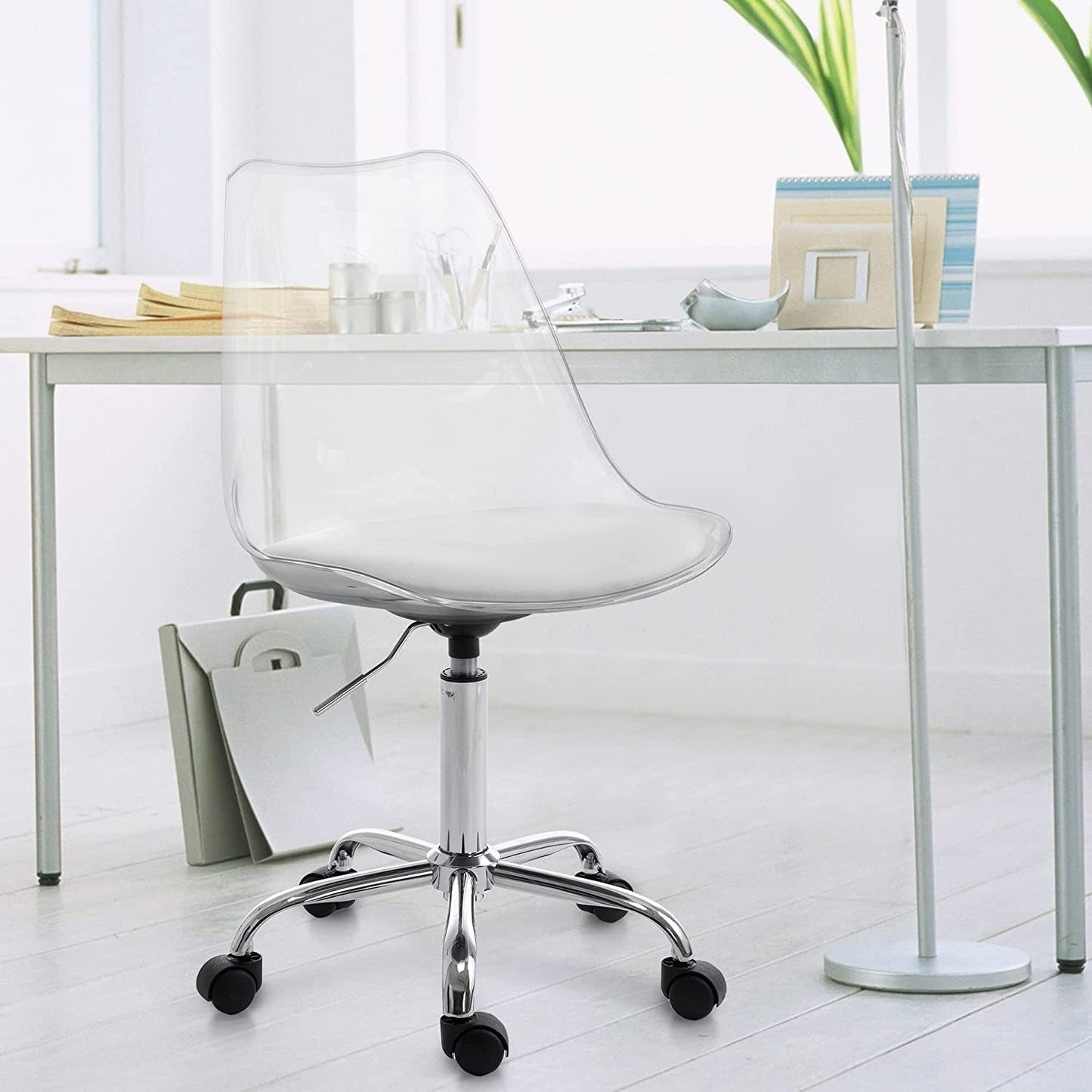 Acrylic Swivel adjustable height Armless Home office Rolling Chair